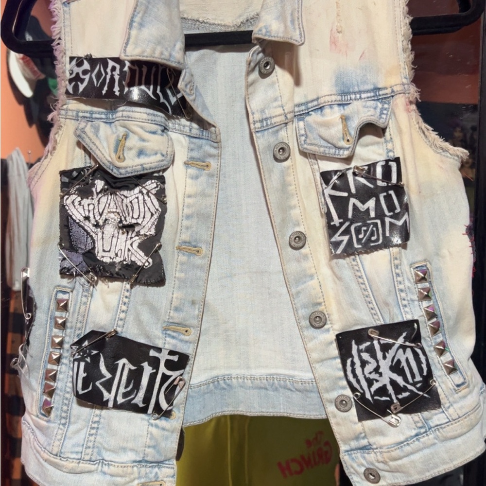 Studded Denim Vest with Patches homemade